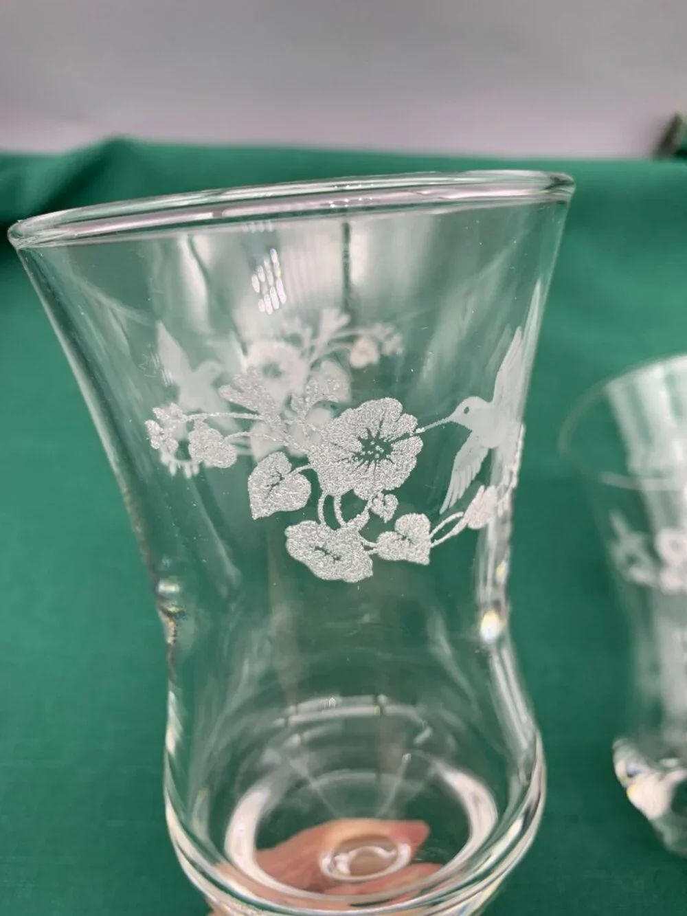 Set of 2 Home Interiors & Gifts HOMECO Clear Glass Votive Cups w/ Etched Design
